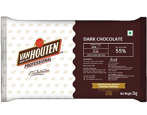 Van Houten VHP Dark Chocolate 55% Slab 1kg